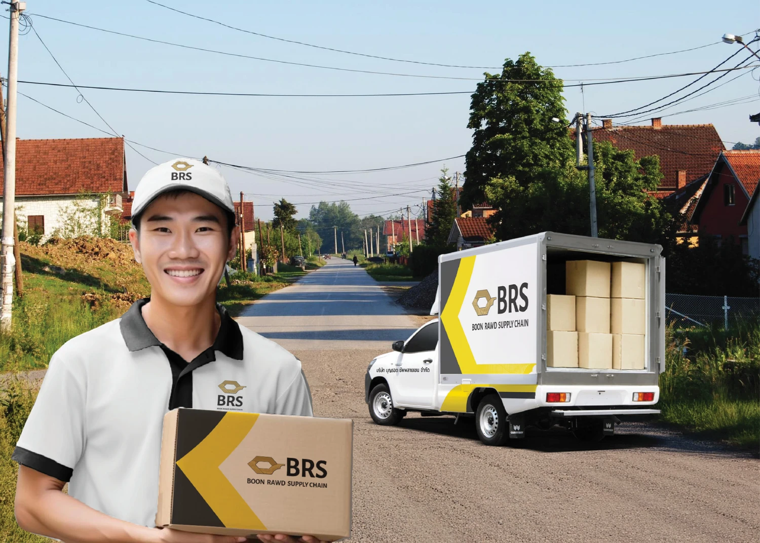 พนักงานขนส่งสินค้าบริษัทบุญรอดซัพพลายเชน (Boon Rawd Supply Chain) ใส่ใจชุมชน สังคม และความยั่งยืน ใส่ใจซัพพลายเชนสีเขียว